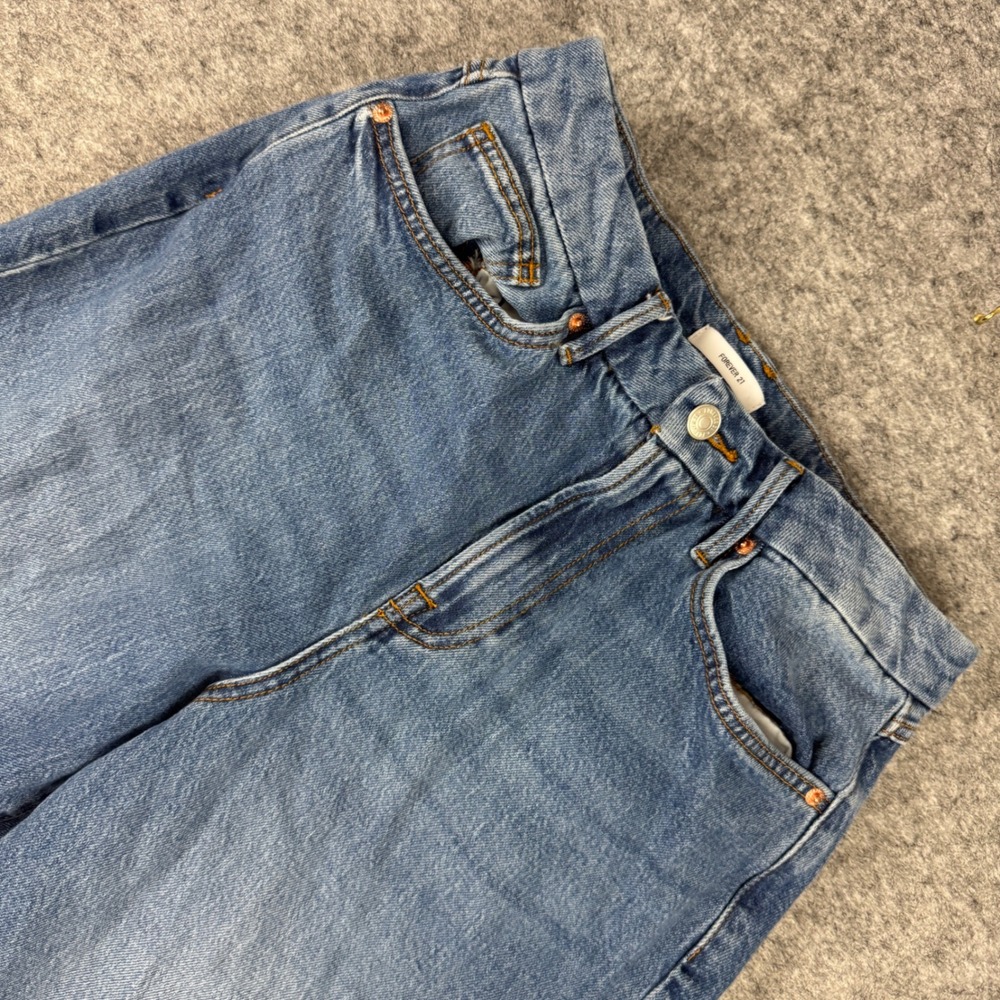 Forever 21 Womens High Rise Wide Leg Jeans Medium Wash Blue Size 29